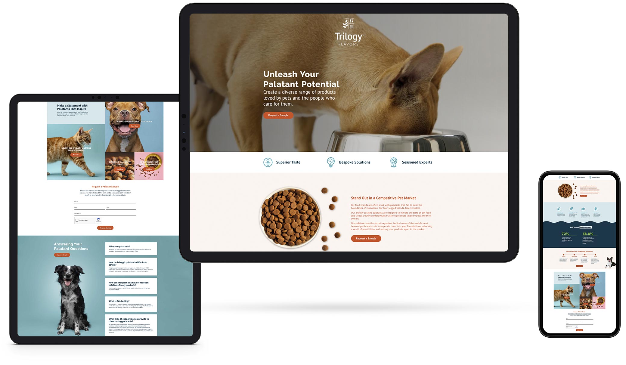 Trilogy Flavors Website Pet Palatent Promo Landing